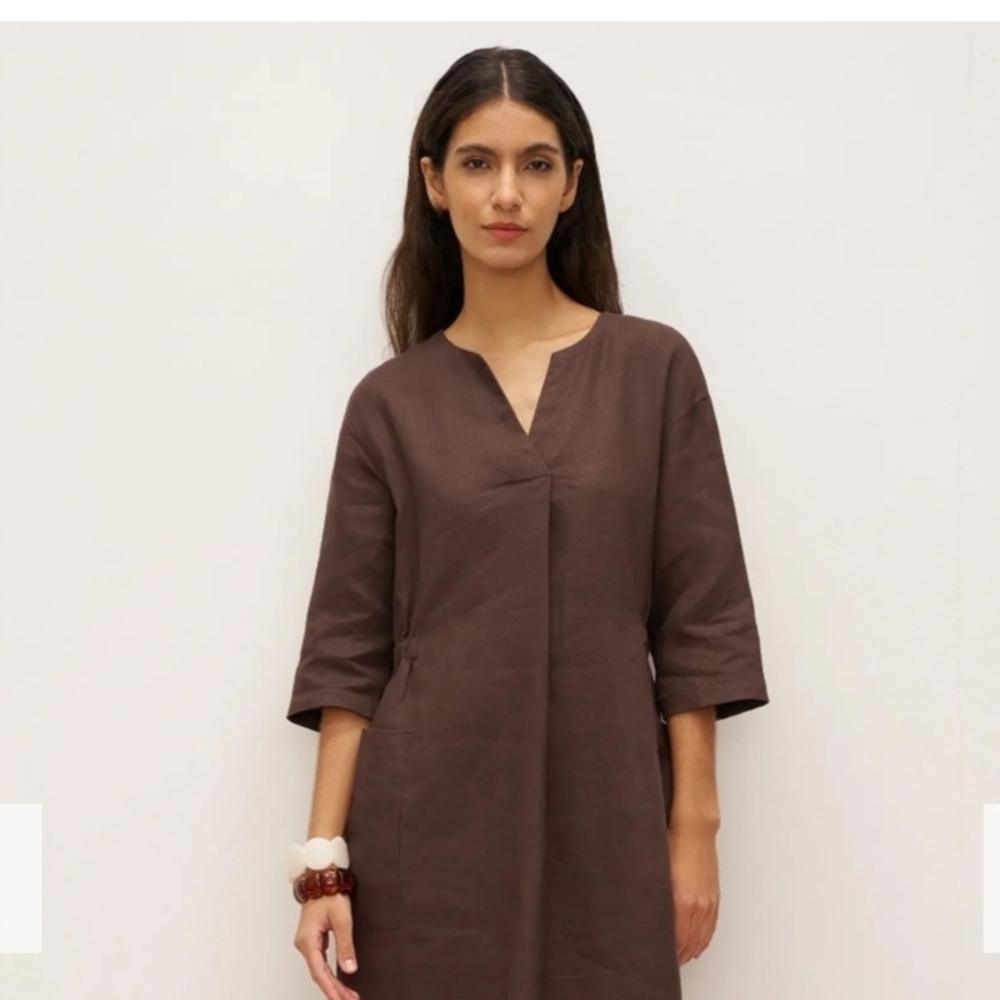 Niche Sophisticated Brown Midi‎ Dress Size S
